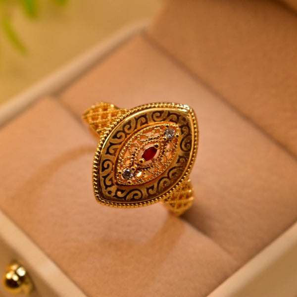 Luminous Design Gold Plated Real Stones Ring For Girls/Women