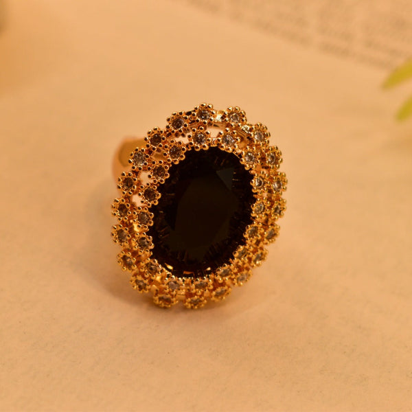 Luxury Design Gold Plated Real Stones Ring For Girls/Women