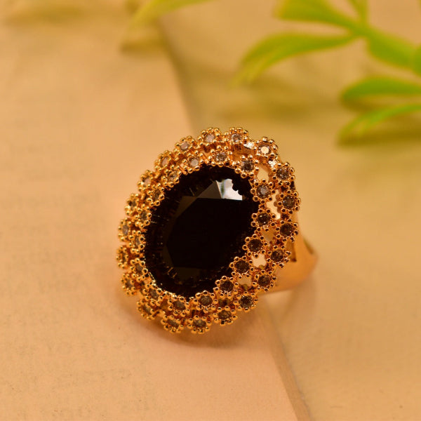 Luxury Design Gold Plated Real Stones Ring For Girls/Women