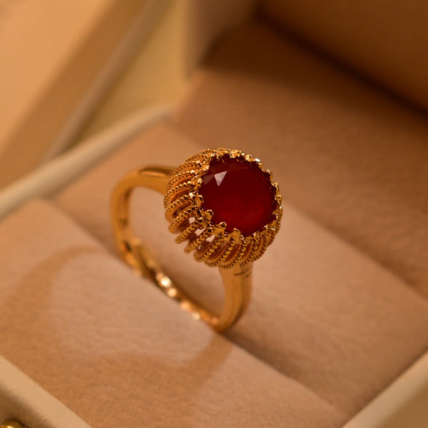 Dazzling Design Gold Plated Real Stones Ring For Girls/Women