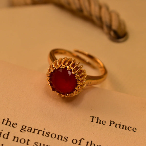 Dazzling Design Gold Plated Real Stones Ring For Girls/Women