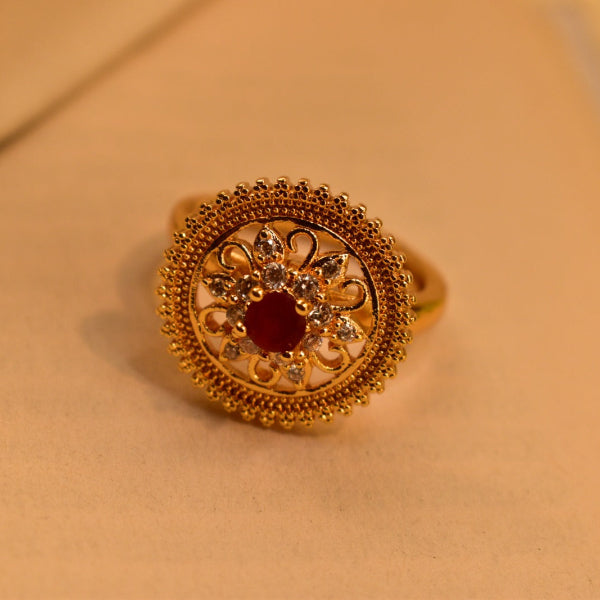 Gorgeous Design Gold Plated Real Stones Ring For Girls/Women