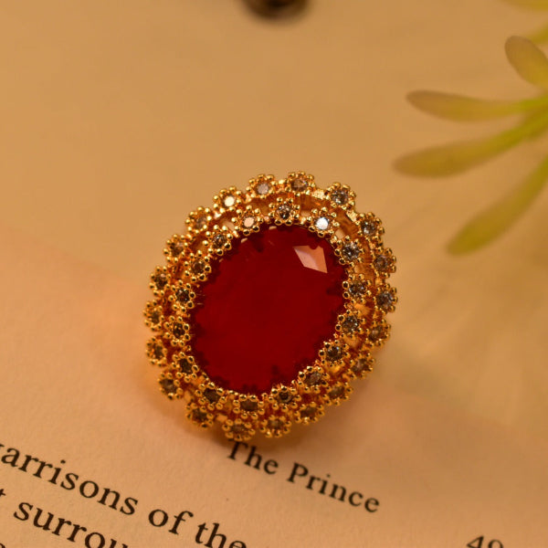 Luxury Design Gold Plated Real Stones Ring For Girls/Women