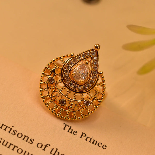 Stylish Design Gold Plated Crystal Stones Ring For Girls/Women