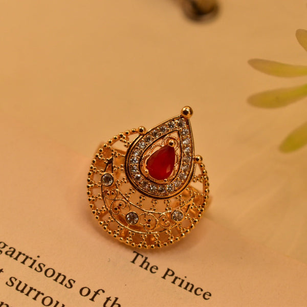 Stylish Design Gold Plated Crystal Stones Ring For Girls/Women