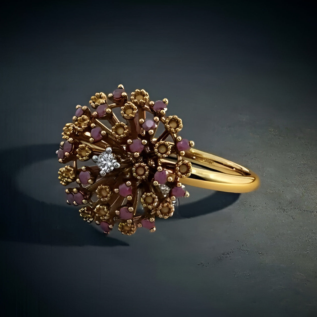 Luminous Unique Design Gold Plated Crystal Stones Ring For Girls/Women
