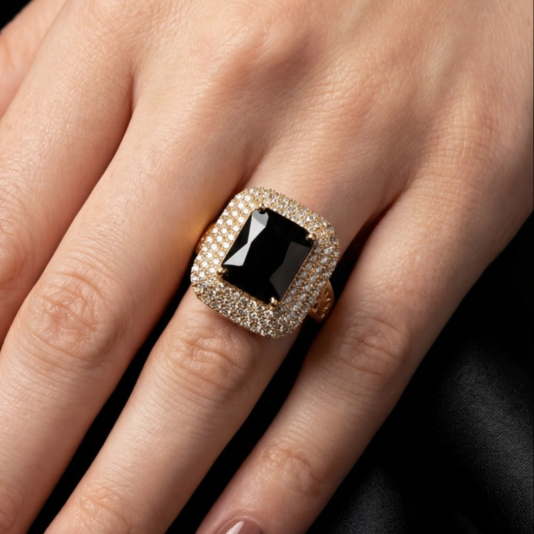 Stylish Unique Design Gold Plated Crystal Stones Ring For Girls/Women