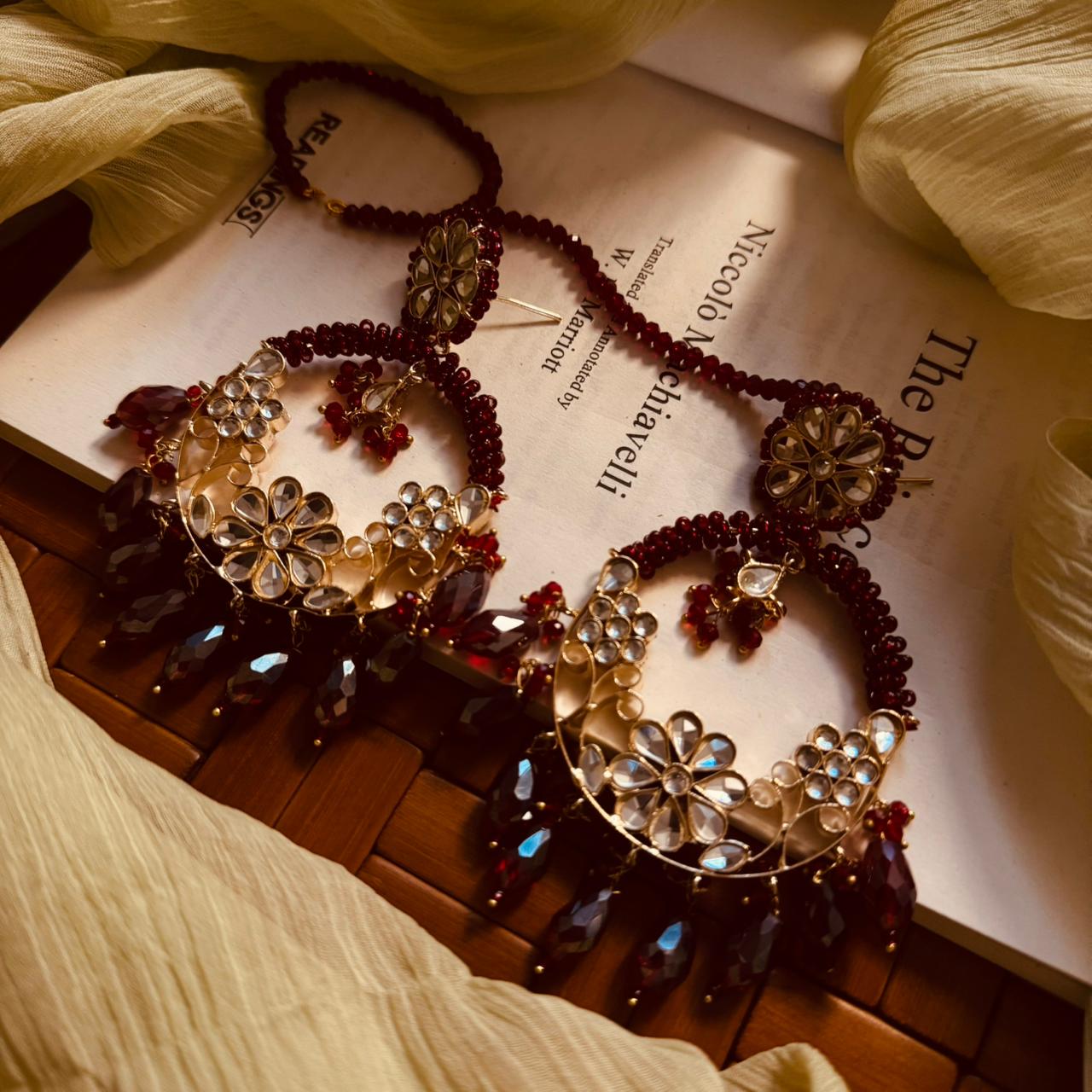 Luxury Unique Design Gold Plated Kundan Earrings For Girls/women
