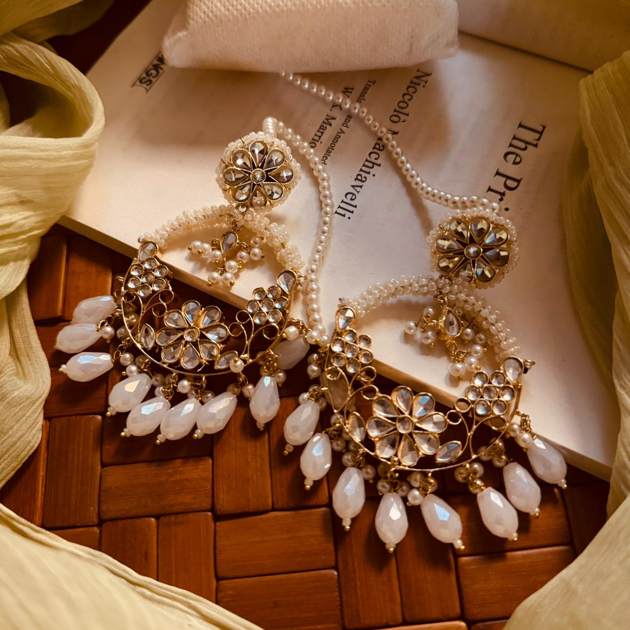 Luxury Unique Design Gold Plated Kundan Earrings For Girls/women