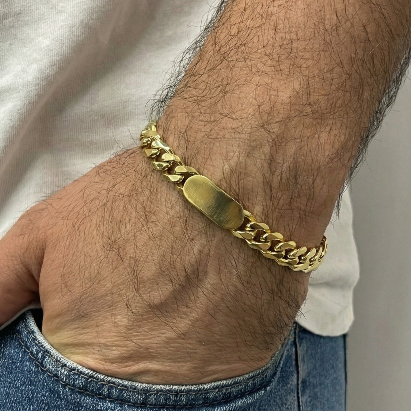 Sparkling Unique Design Gold Plated Chain Bracelet for Men