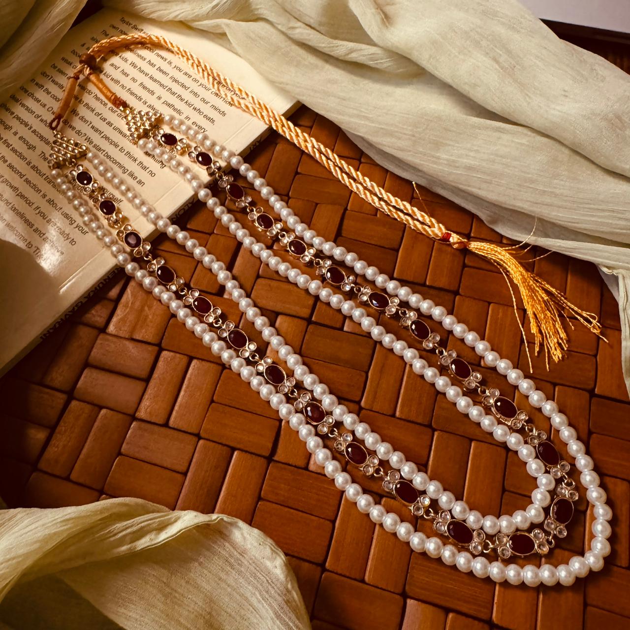 Gorgeous Unique Design Gold Plated Indian Kundan Mala for Girls/Women