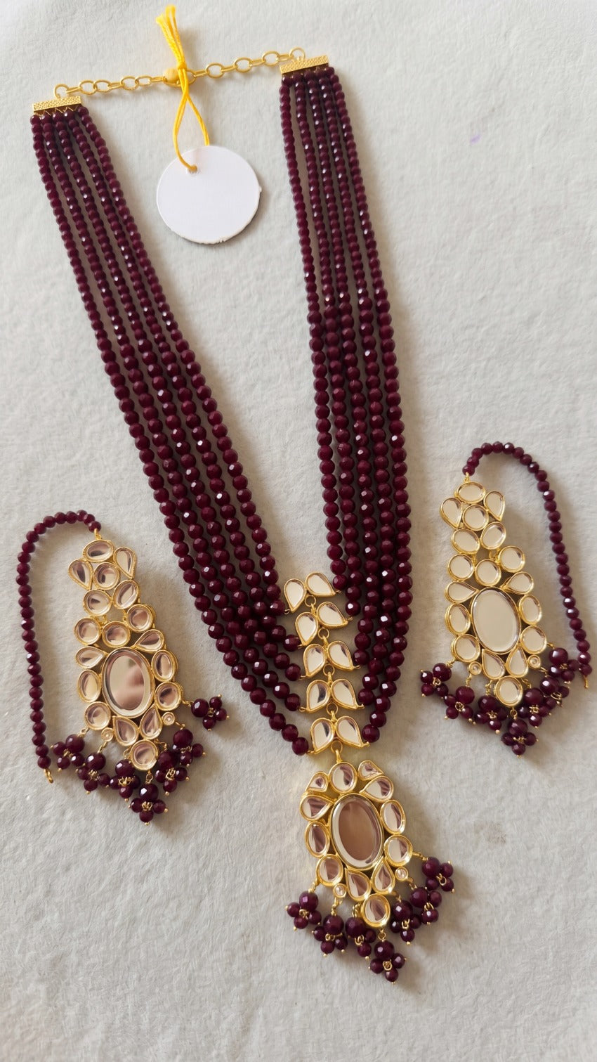 Elegant Design Gold Plated Crystal Stones Necklace Set for Girls/Women