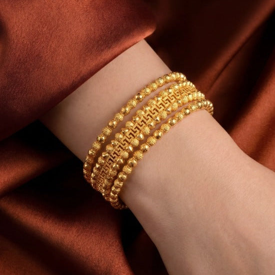 Fancy Unique Design Gold Plated 3pc Bangle set For Girls/women