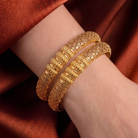 Luminous Unique Design Gold Plated 2pc Bangle set For Girls/women