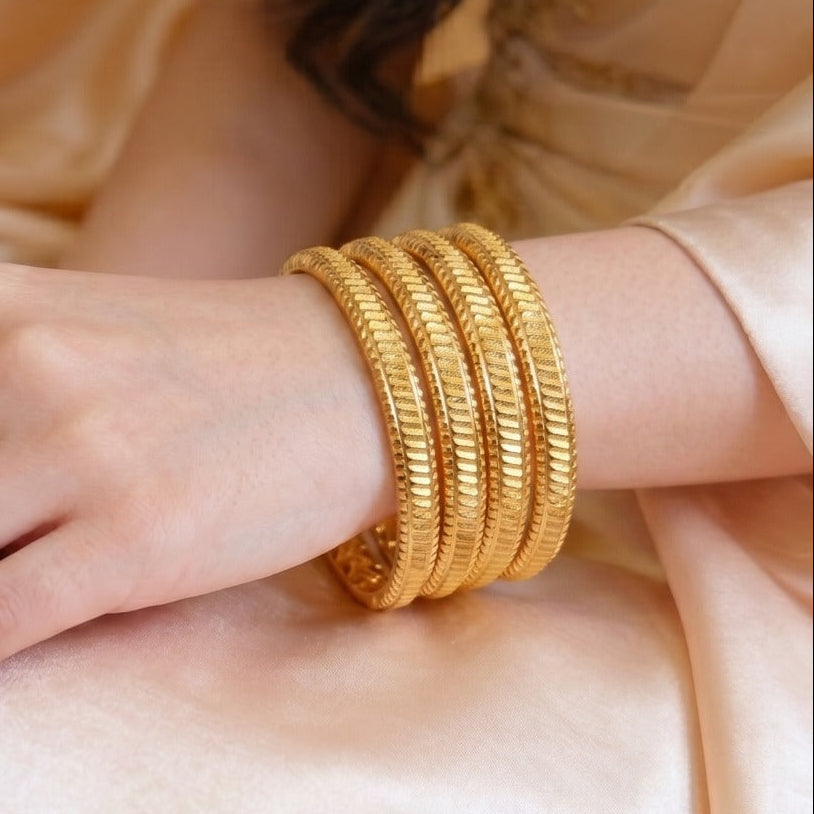 Beautiful Design Gold Plated 4pc Bangle Set For Girls/women