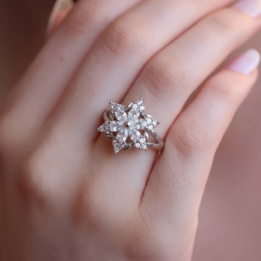 Dazzling Design Silver Plated Crystal Stones Ring For Girls/women