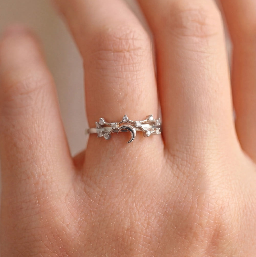 Stylish Unique Design Crystal Stones Adjustable Ring For Girls/women