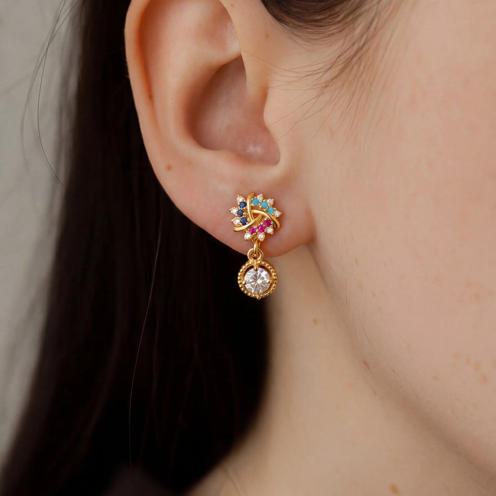 Sparkling Design Gold Plated Crystal Stones Earrings For Girls/women