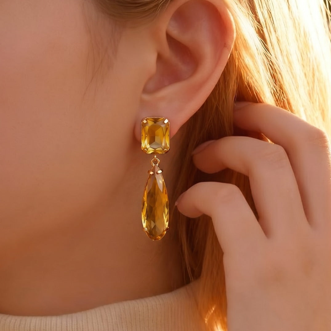 Fancy Design Gold Plated Crystal Stones Earrings For Girls/women