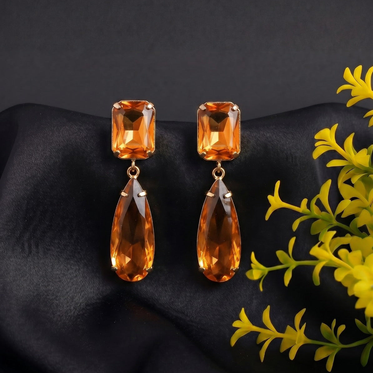 Fancy Design Gold Plated Crystal Stones Earrings For Girls/women