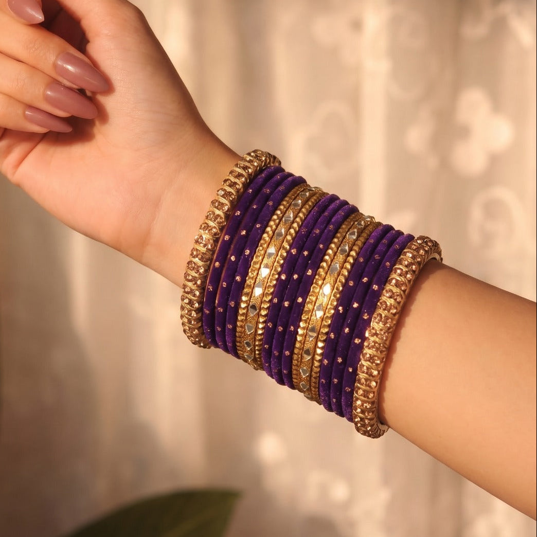 Sparkling Unique Design Gold Plated Bangle Set For Girls/Women