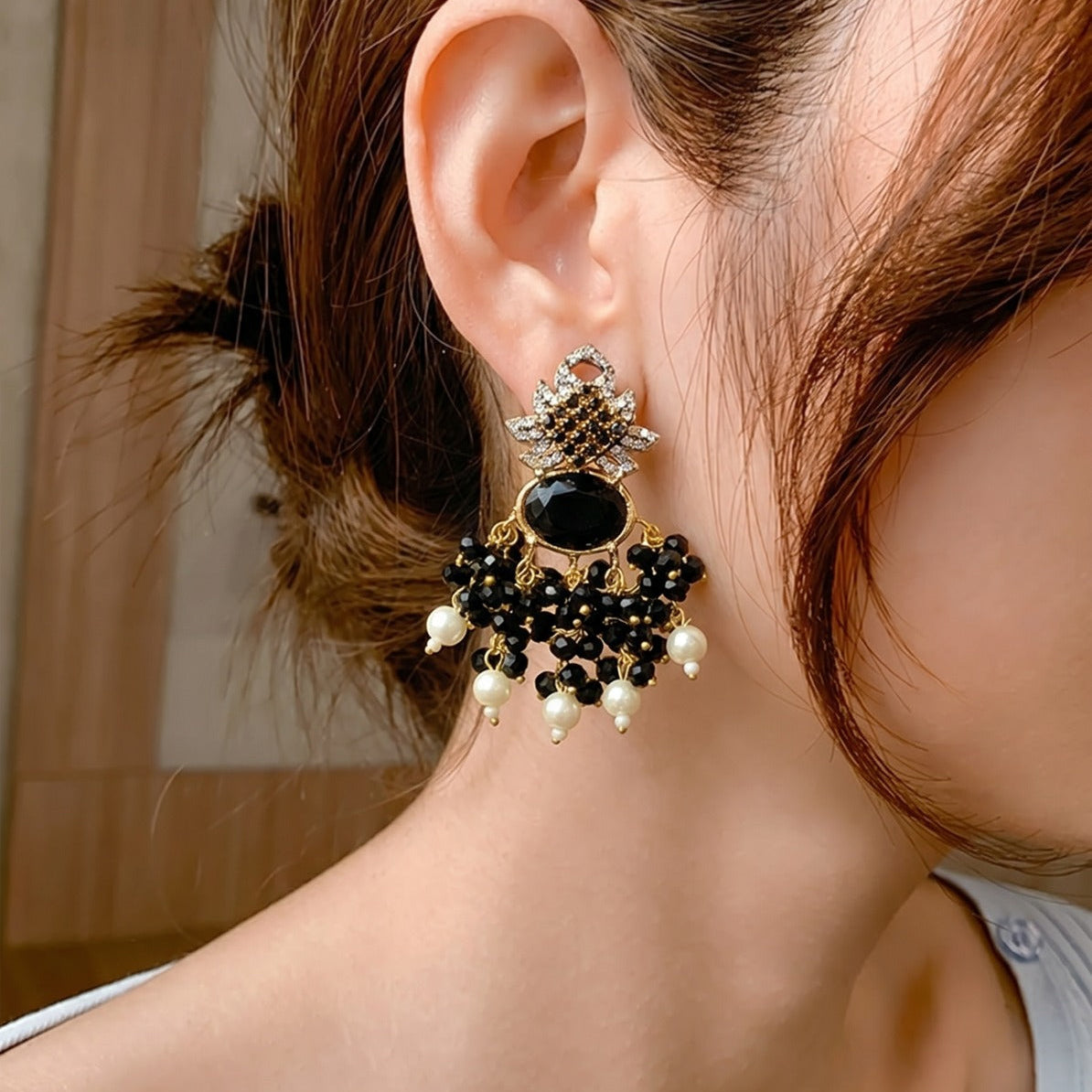 Luminous Design Gold Plated Crystal Stones Earrings For Girls/women