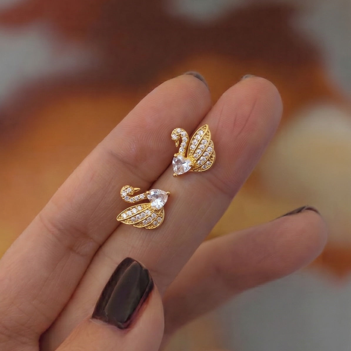 Fancy Duck Design Gold Plated Crystal Stones Earrings For Girls/women