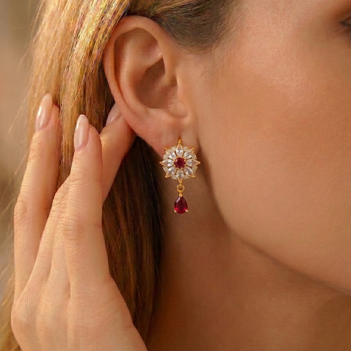 Fancy Design Gold Plated Crystal Stones Earrings For Girls/Women