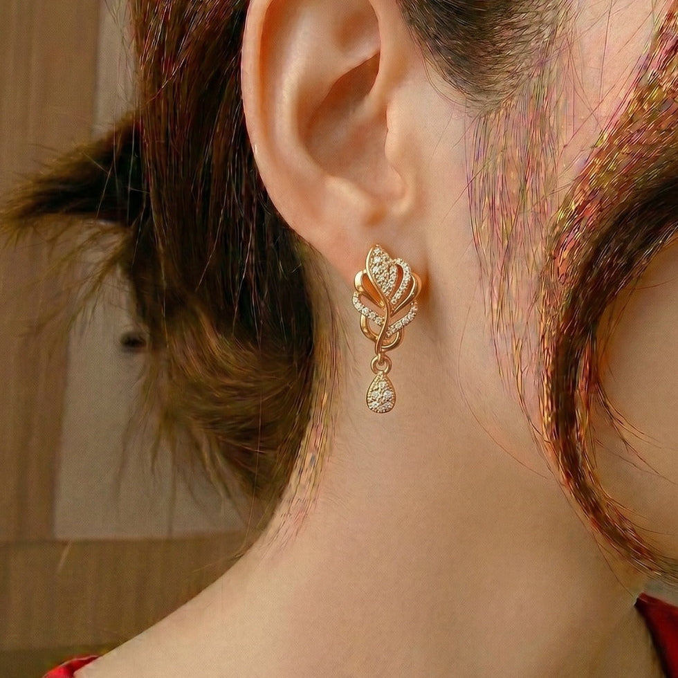 Beautiful Design Gold Plated Crystal Stones Earrings For Girls/Women