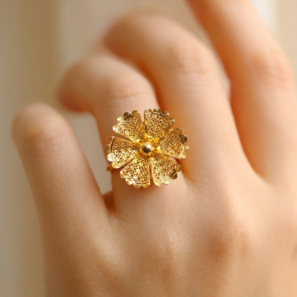 Stylish Unique Design Gold Plated Adjustable Ring For Girls/Women