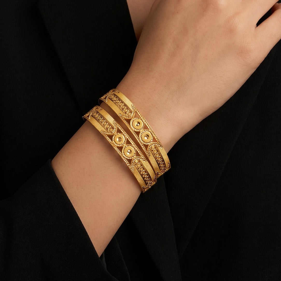 Stylish Unique Design Gold Plated 2pc Bangle set For Girls/Women