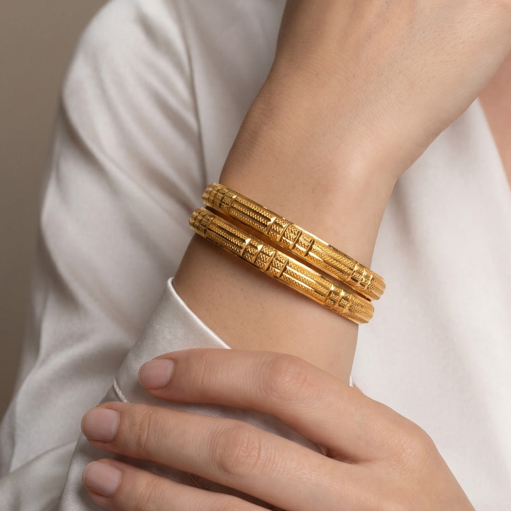 Glamorous Design Gold Plated 2pc Bangle set For Girls/Women