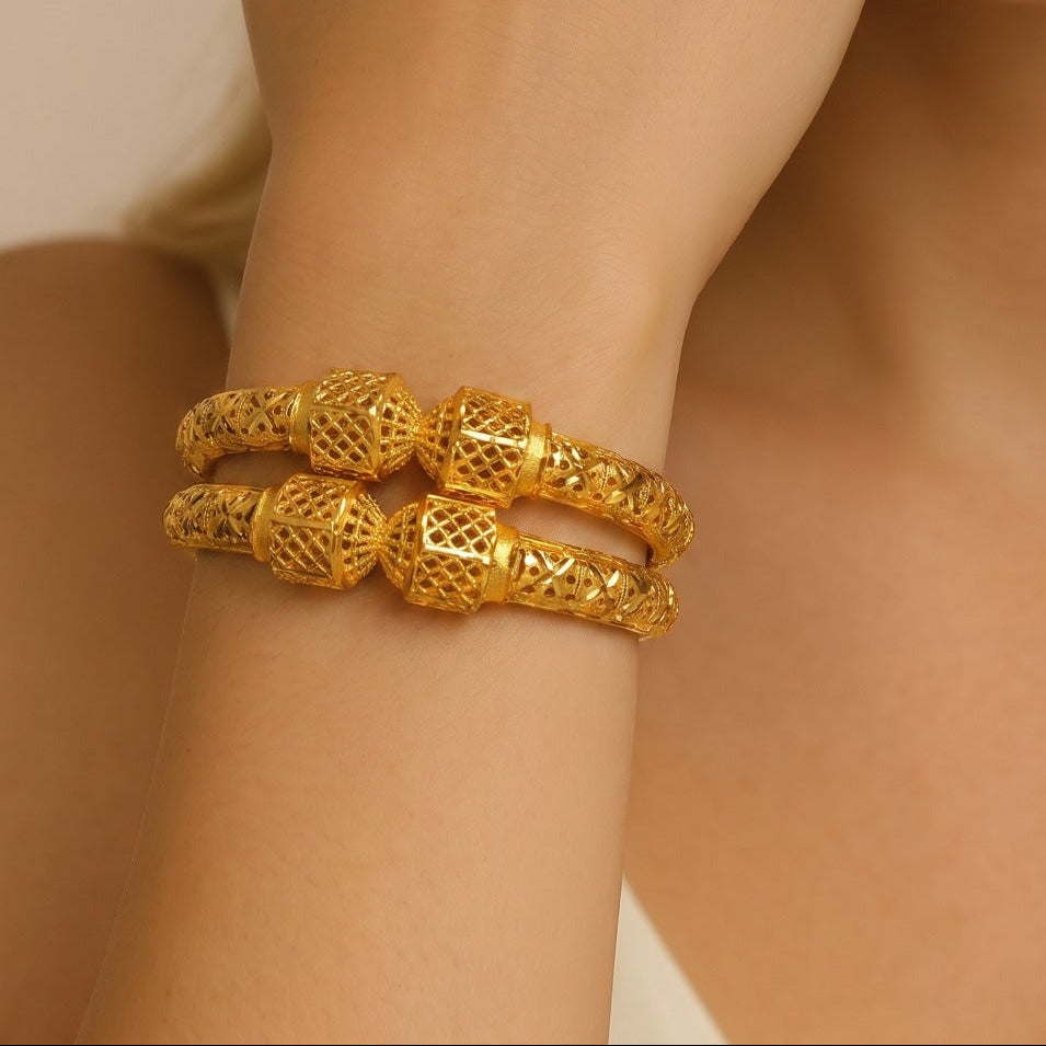 Stylish Unique Design Gold Plated 2pc Bangle set For Girls/Women