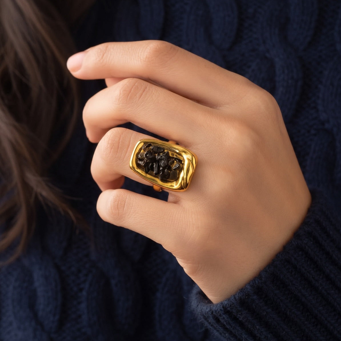 Elegant Unique Design Gold Plated Crystal Stones Ring For Girls/Women