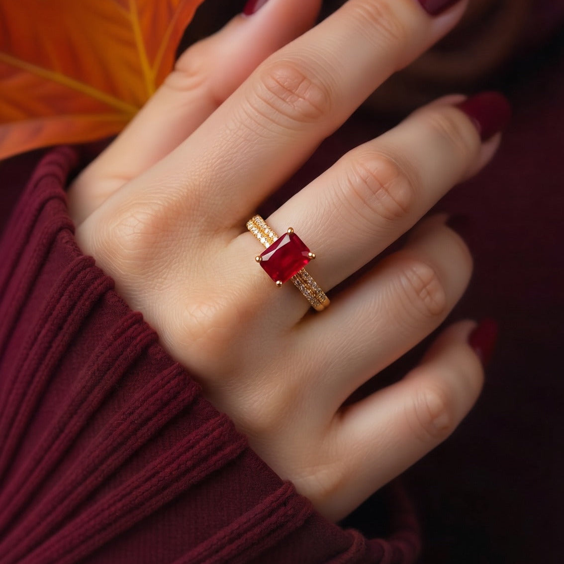 Gorgeous Unique Design Gold Plated Crystal Stones Ring For Girls/Women
