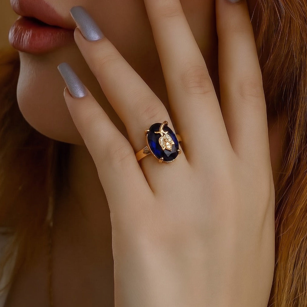 Beautiful Unique Design Gold Plated Crystal Stones Ring For Girls/Women