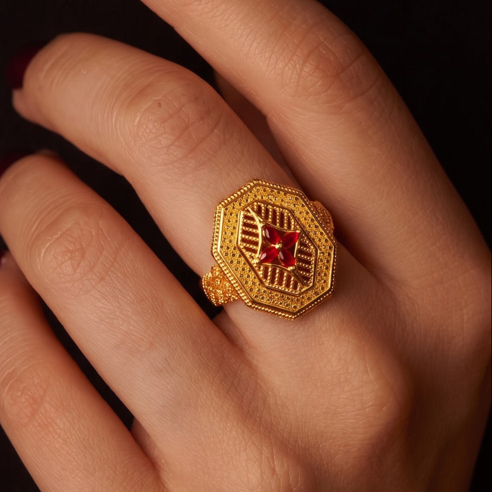 Elegant Unique Design Gold Plated Crystal Stones Ring For Girls/Women