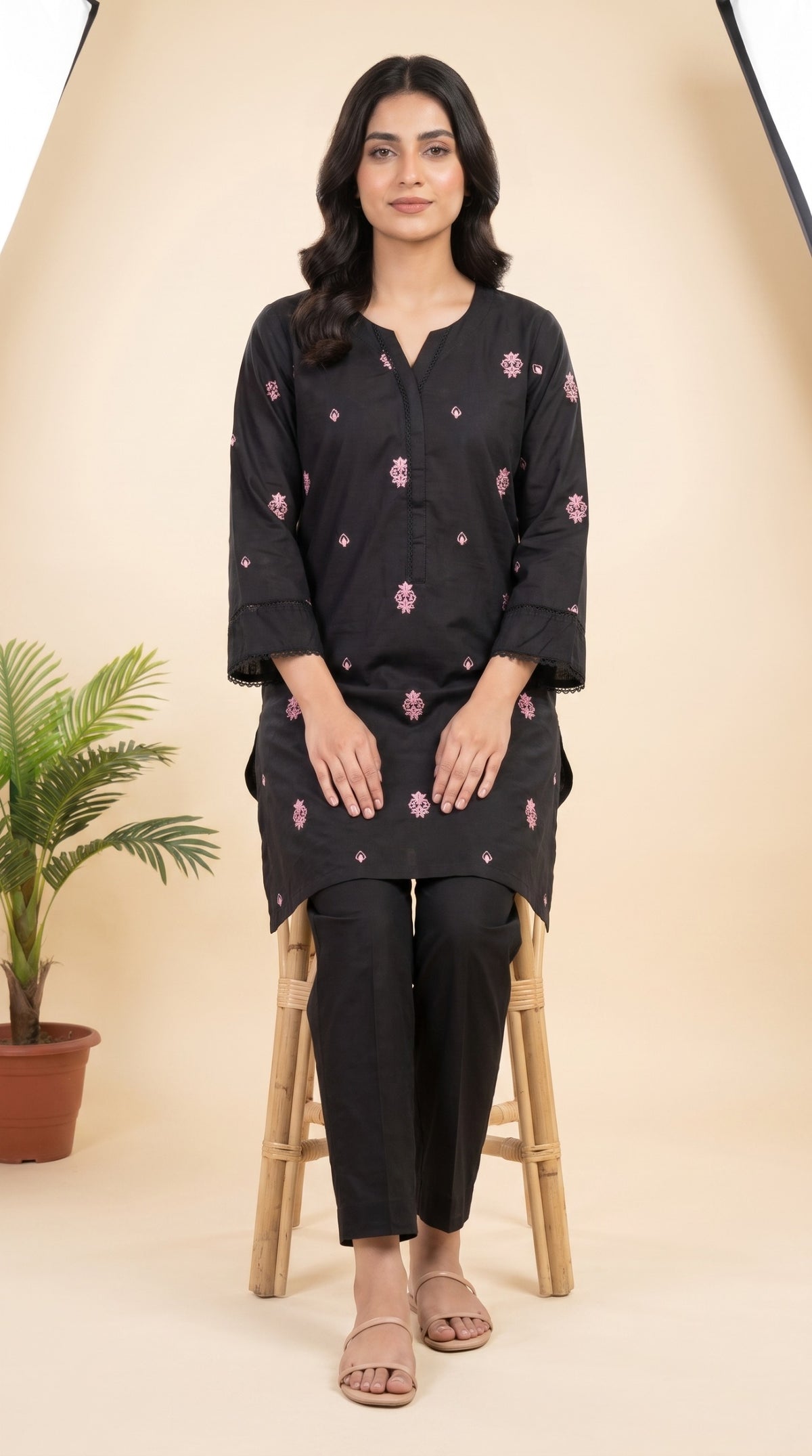 Black Embroidered 2-Piece Lawn Co-Ord Set