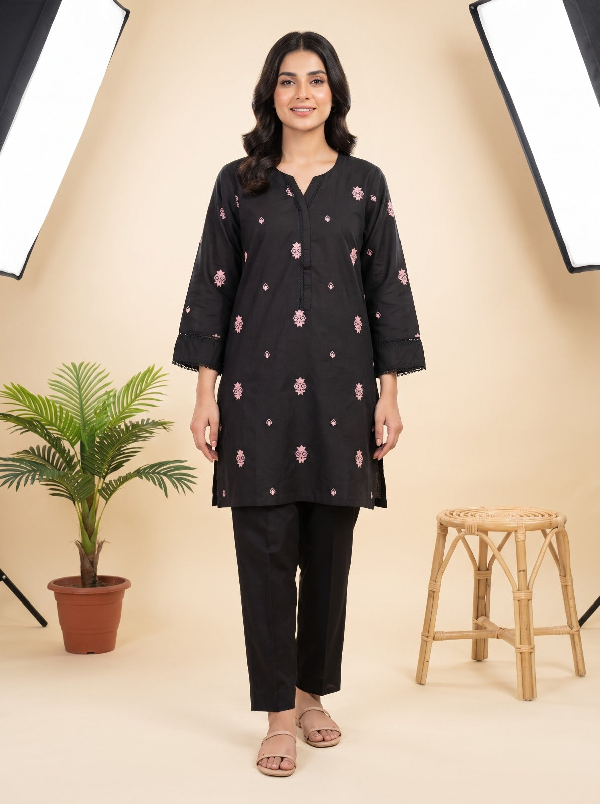 Black Embroidered 2-Piece Lawn Co-Ord Set