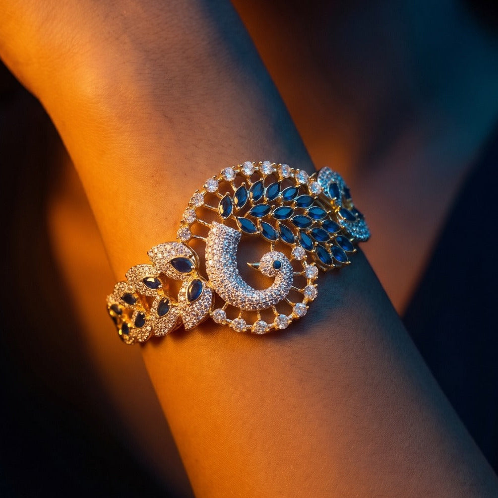 Glamorous Design Gold Plated Crystal Stones Bangle for Girls/Women