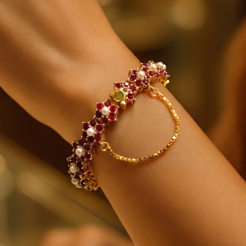 Luminous Design Gold Plated Crystal Stones Bangle for Girls/Women