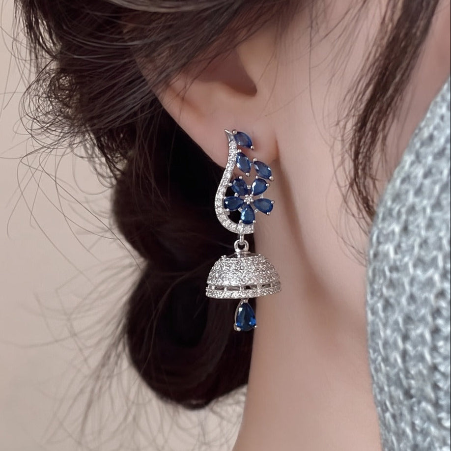 Sparkling Design Silver Plated Crystal Stones Earrings For Girls/women