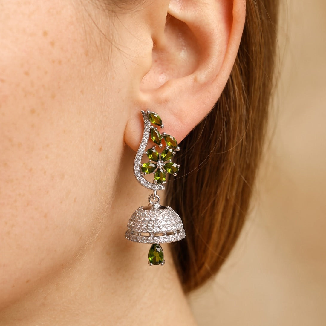 Sparkling Design Silver Plated Crystal Stones Earrings For Girls/women