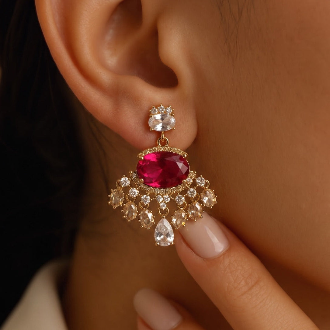 Stylish Design Silver Plated Crystal Stones Earrings For Girls/women