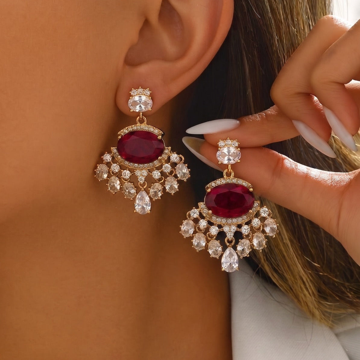 Stylish Design Silver Plated Crystal Stones Earrings For Girls/women