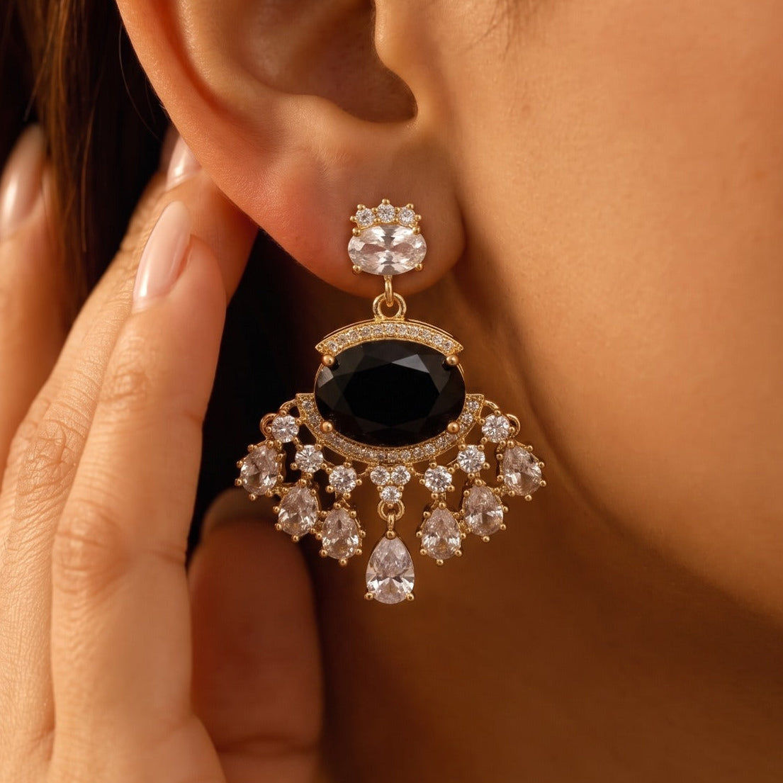 Stylish Design Silver Plated Crystal Stones Earrings For Girls/women
