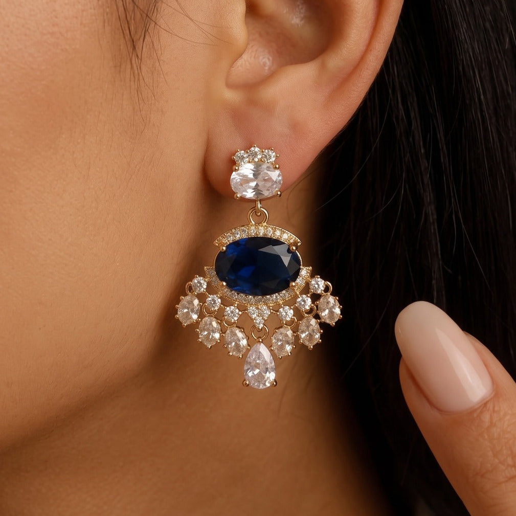Stylish Design Silver Plated Crystal Stones Earrings For Girls/women