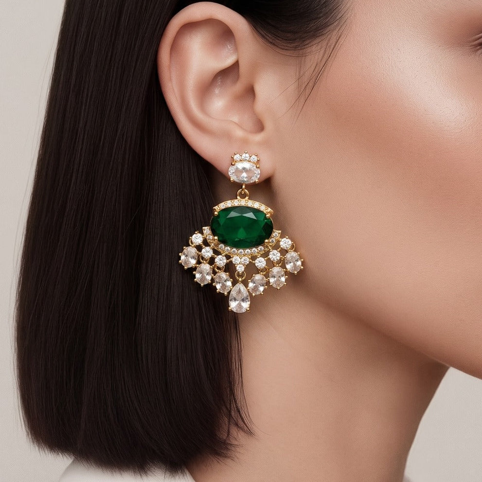 Stylish Design Silver Plated Crystal Stones Earrings For Girls/women