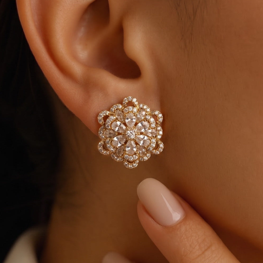 Elegant Design Silver Plated Crystal Stones Earrings For Girls/women