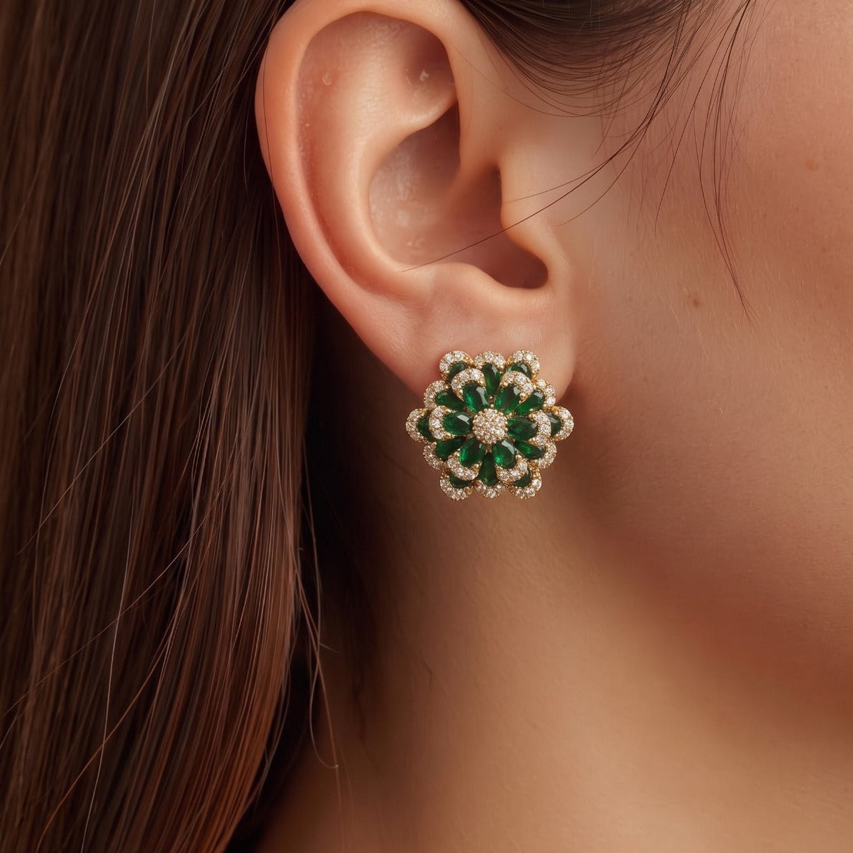 Elegant Design Silver Plated Crystal Stones Earrings For Girls/women